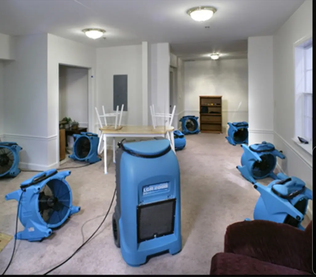 Air movers and dehumidifier setup for Water Extraction & Removal in Richmond Heights